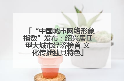 “中国城市网络形象指数”发布：绍兴居Ⅱ型大城市经济榜首 文化传播独具特色
