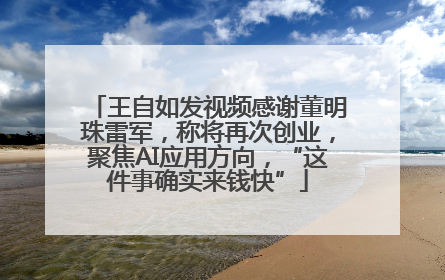 王自如发视频感谢董明珠雷军，称将再次创业，聚焦AI应用方向，“这件事确实来钱快”