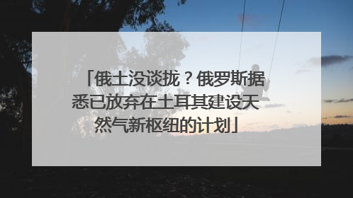 俄土没谈拢？俄罗斯据悉已放弃在土耳其建设天然气新枢纽的计划