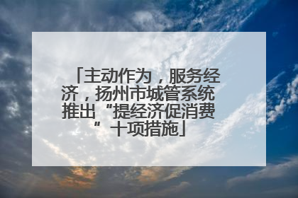 主动作为，服务经济，扬州市城管系统推出“提经济促消费”十项措施