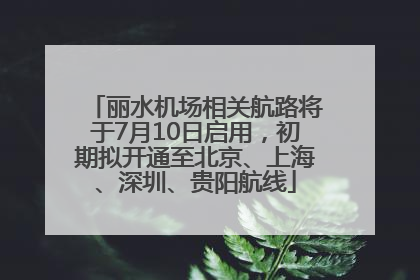 丽水机场相关航路将于7月10日启用，初期拟开通至北京、上海、深圳、贵阳航线