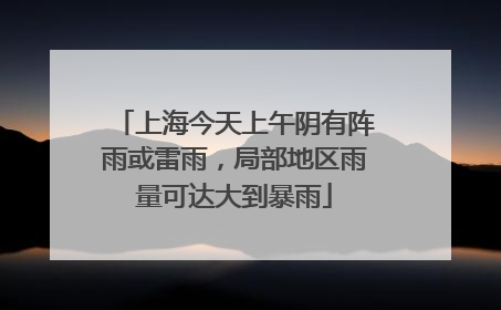 上海今天上午阴有阵雨或雷雨，局部地区雨量可达大到暴雨