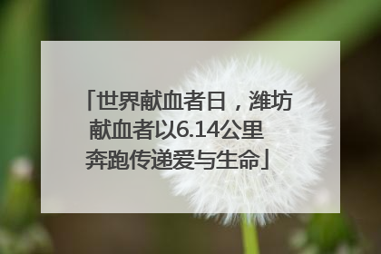 世界献血者日，潍坊献血者以6.14公里奔跑传递爱与生命