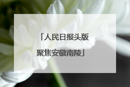人民日报头版聚焦安徽南陵