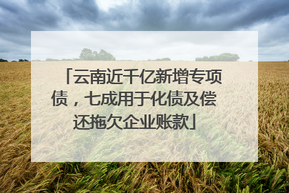 云南近千亿新增专项债，七成用于化债及偿还拖欠企业账款