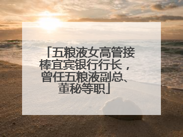 五粮液女高管接棒宜宾银行行长，曾任五粮液副总、董秘等职