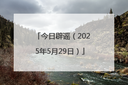 今日辟谣（2025年5月29日）