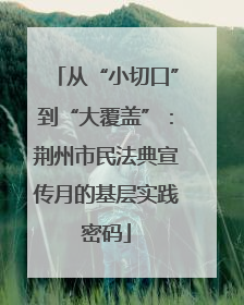 从“小切口”到“大覆盖”：荆州市民法典宣传月的基层实践密码