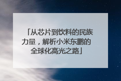 从芯片到饮料的民族力量，解析小米东鹏的全球化高光之路
