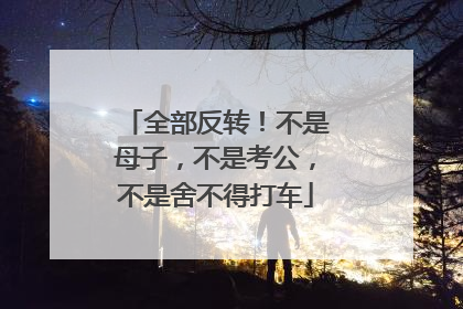 全部反转！不是母子，不是考公，不是舍不得打车