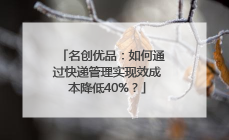 名创优品：如何通过快递管理实现效成本降低40%？