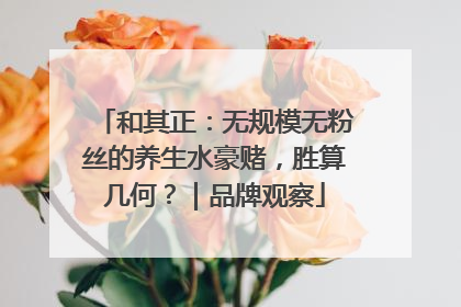 和其正：无规模无粉丝的养生水豪赌，胜算几何？｜品牌观察