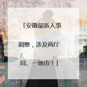 安徽最新人事调整，涉及两厅局、一地市！