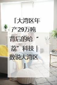 大湾区年产29万吨背后的给“荔”科技｜数说大湾区