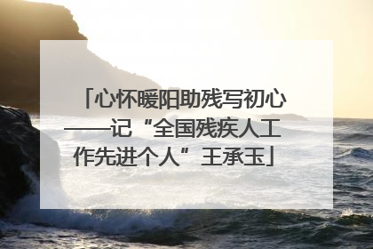 心怀暖阳助残写初心——记“全国残疾人工作先进个人”王承玉