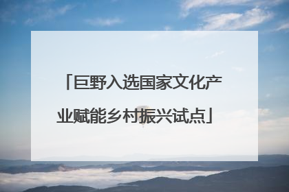 巨野入选国家文化产业赋能乡村振兴试点