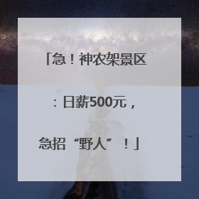 急！神农架景区：日薪500元，急招“野人”！
