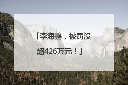 李海鹏，被罚没超426万元！