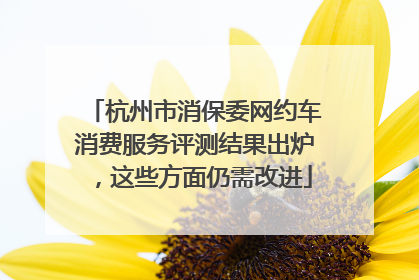 杭州市消保委网约车消费服务评测结果出炉，这些方面仍需改进