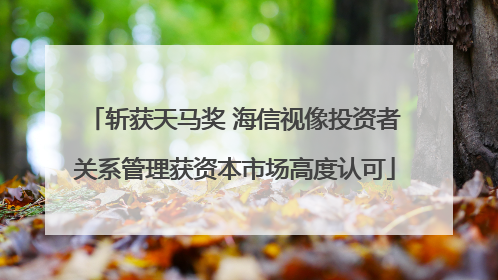 斩获天马奖 海信视像投资者关系管理获资本市场高度认可