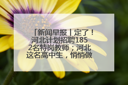 新闻早报丨定了！河北计划招聘1852名特岗教师；河北这名高中生，悄悄做了件超酷的事>>