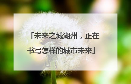 未来之城湖州，正在书写怎样的城市未来