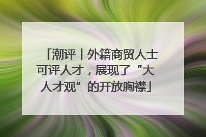 潮评丨外籍商贸人士可评人才，展现了“大人才观”的开放胸襟