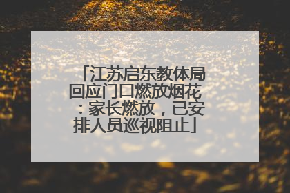 江苏启东教体局回应门口燃放烟花：家长燃放，已安排人员巡视阻止