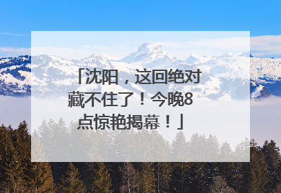 沈阳，这回绝对藏不住了！今晚8点惊艳揭幕！