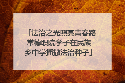法治之光照亮青春路 常德职院学子在民族乡中学播撒法治种子