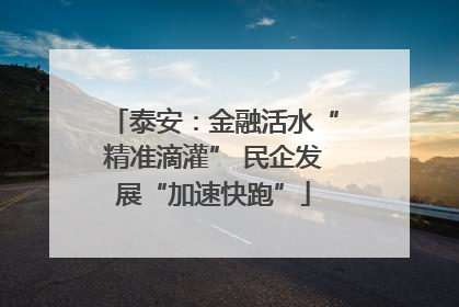 泰安：金融活水“精准滴灌” 民企发展“加速快跑”