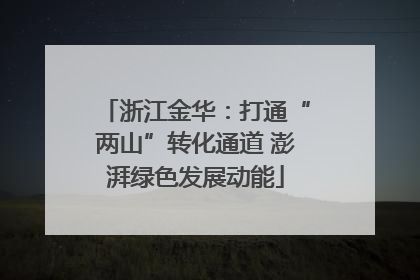 浙江金华：打通“两山”转化通道 澎湃绿色发展动能
