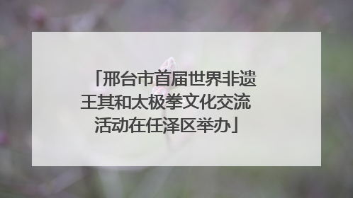 邢台市首届世界非遗王其和太极拳文化交流活动在任泽区举办