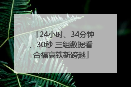 24小时、34分钟、30秒 三组数据看合福高铁新跨越
