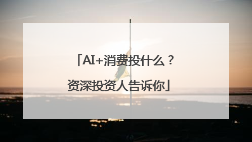 AI+消费投什么？资深投资人告诉你